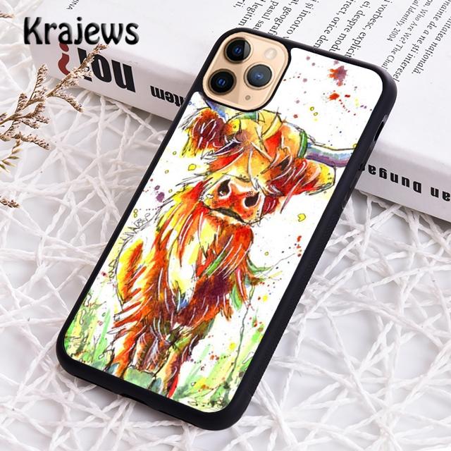 Krajews Animal cattle cow watercolor painting Phone Case For iPhone 17 Air 16 15 14 plus 11 12 13 pro max coque Fundas