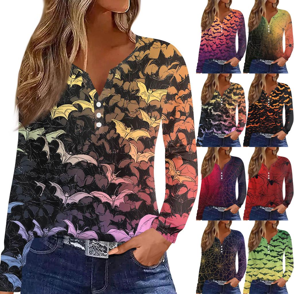Women's T Shirt Tee Button Long Sleeve Daily Weekend Fashion Basic V- Neck Regular Top