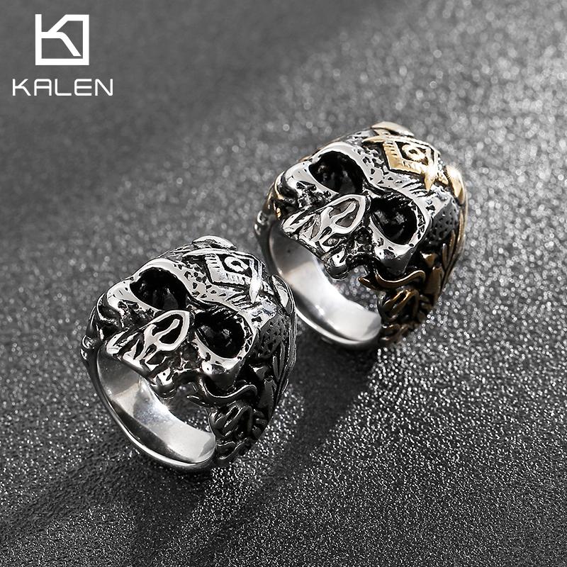 Stainless Steel Ghost Head Skull Ring for Men Punk Jewelry
