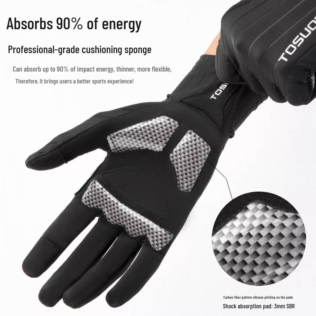 TOSUOD Herrcykelhandskar med hel fingrar: Andningsbar, Stötdämpande, Vindtät, Halkfri för Vår & Höst.