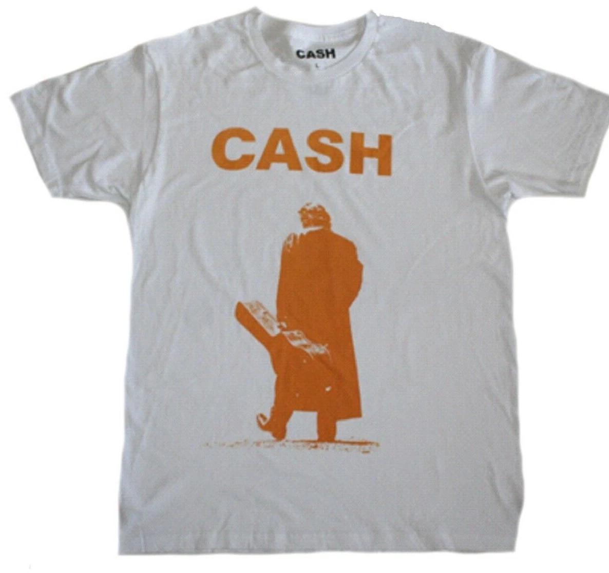Johnny Cash Orange Logo Men s WHITE T-Shirt NEW XS