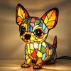 Colored Resin Animal LED Light Dog Series Art Night Light 3D Stained Resin French Handmade Table Lamp Pet Bedroom Ornaments