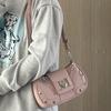 Damen Krokodil-Textur PU-Leder Achseltasche, Kette & Herz-Dekor Y2K Punk Hobo-Tasche, Trendige Vielseitige Lässige Umhängetasche