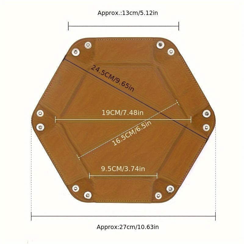 1pc Hexagonal Faux Leather Velvet Folding Storage Tray - Stackable Dice Game Organizer with Open Cover, Multi-Color Options for Tabletop RPG