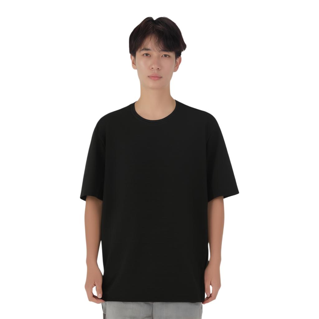 FILA Blue Simple Solid Color Comfortable Versatile Classic Casual Round Neck Short Sleeve T-Shirt Men Tops Black F11M622118FBK
