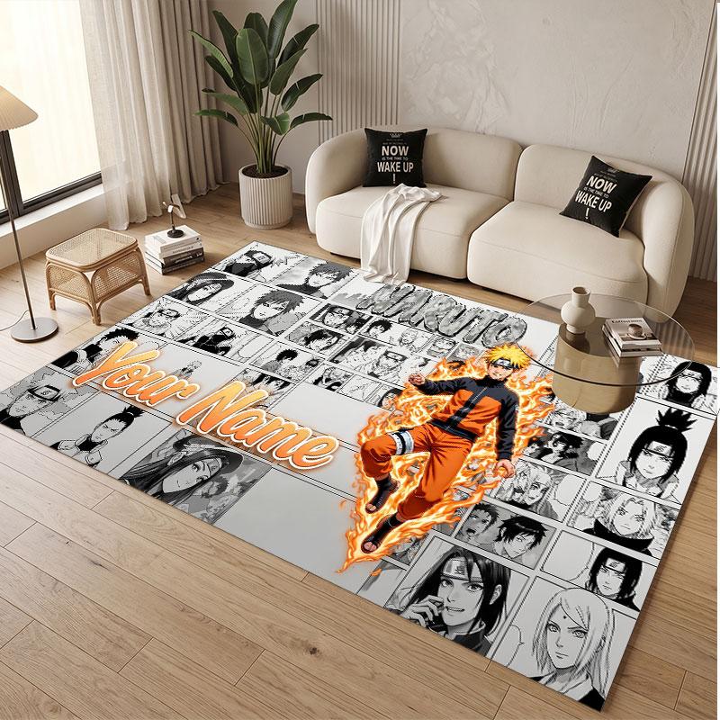 Custom Name Crystal Velvet Rug,Naruto Comfortable Anti Slip Floor Mat For Room Decoration