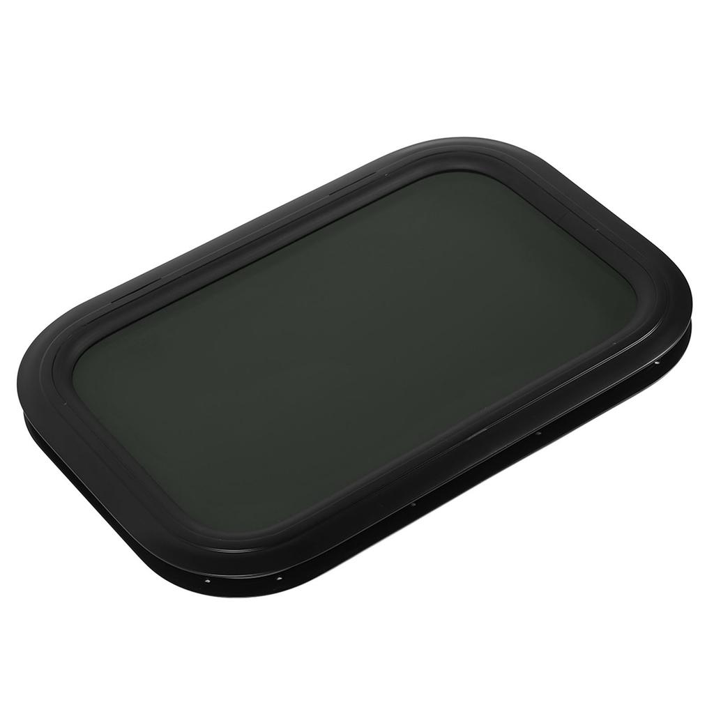 600x500mm RV Window Fixed Entry Entrance Door Window Black Clear Glass with Frame for RV Camper Caravan for 33‑38mm
