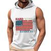 Men's Sleeveless Hoodie Tank Top Casual Muscle Shirt with American Flag Graphic Print Hard Work No Handouts Design for Summer
