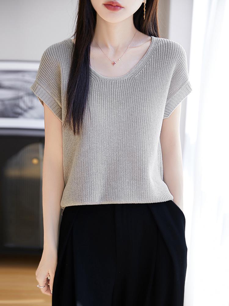Plus Size Sleeveless Linen Knit Top - Women's Breathable Spring/Summer Pullover