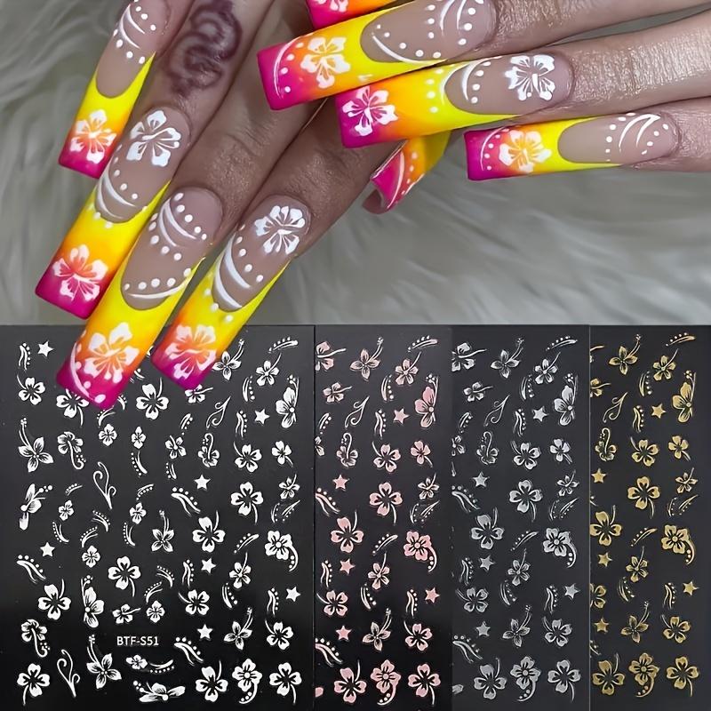 1 Sheet Self-Adhesive Bronzing Floral Nail Art Stickers Decals for Women Nail Art Supplies Nail Stickers for Nail Art, Party Accessories