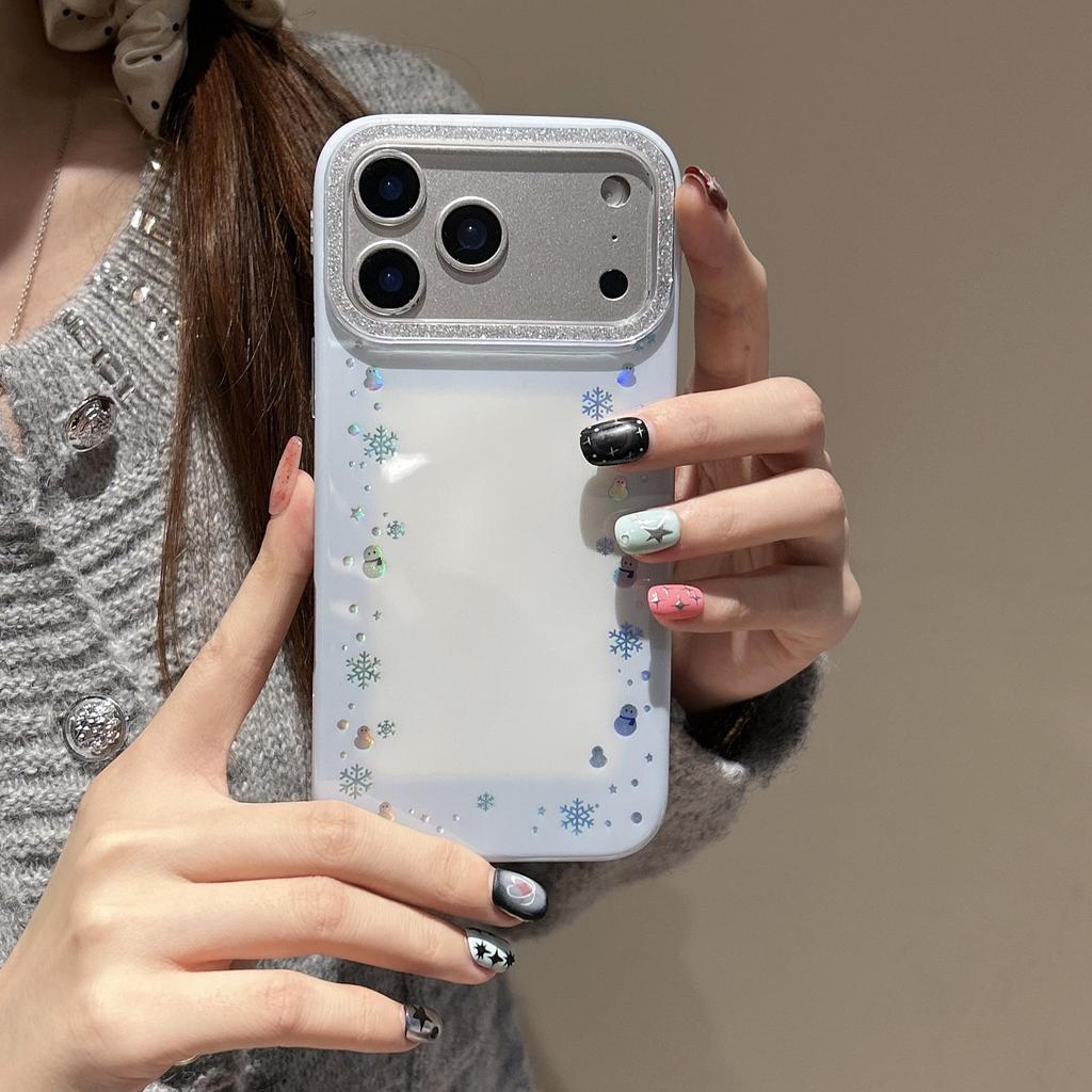 Silver Glitter Snowflake Stars iPhone 17 Pro Max Dual-Layer Case for Apple 16/15/14.