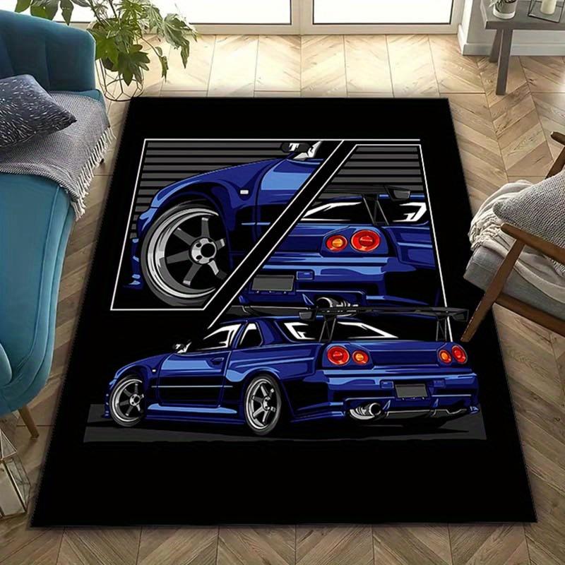 

Crystal Velvet Car Printed Area Rug for Bedroom And Living Room Home Decoration, Non-Slip Mat for Bedside. 80cm x 120cm