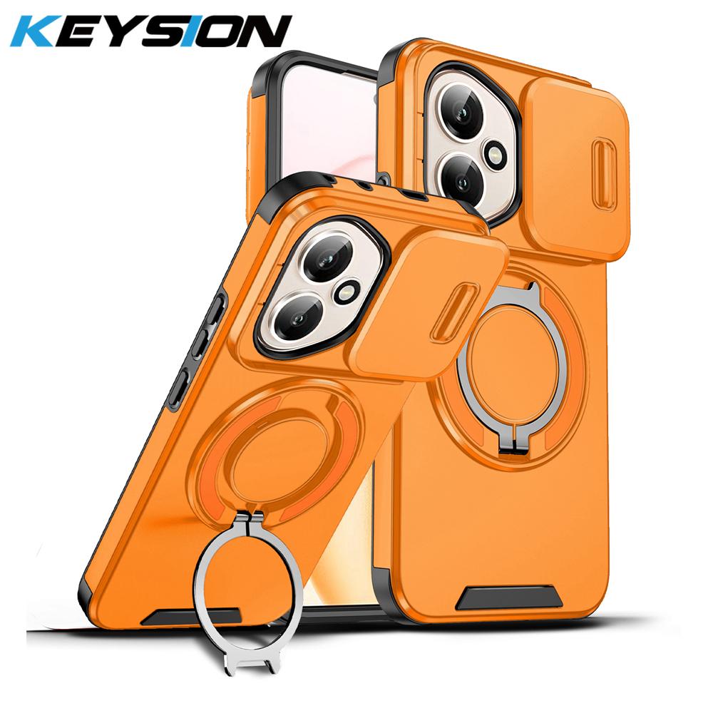 KEYSION 360° Ringständer Handyhülle für HONOR 400 Pro 5G Schiebkamera Schutz Magnetische Stoßfeste Rückabdeckung für Honor 400 5G