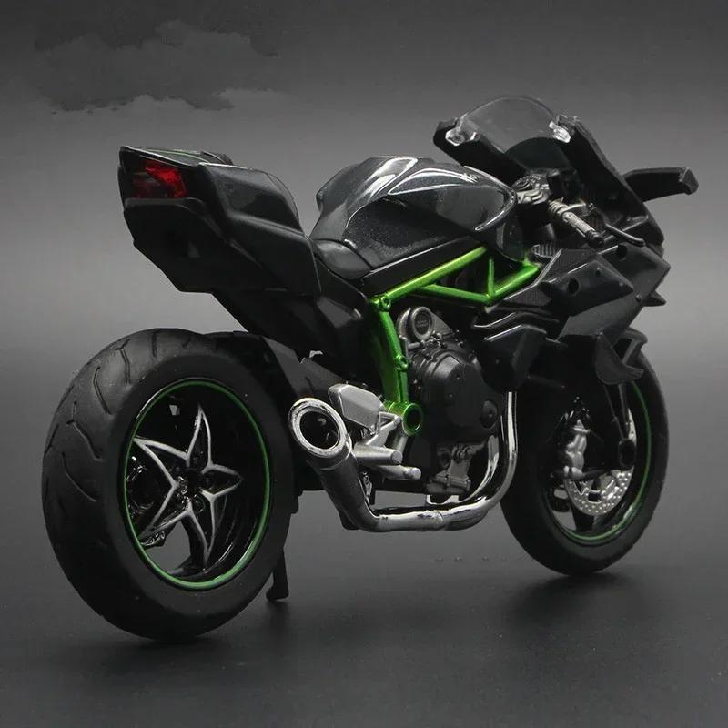1:12 KAWASAKI H2R Alloy Racing Motorcycle Simulation Metal Street Race Motorcycle Model Sound And Light Collection Kids Toy Gift