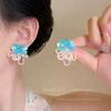 Silver Needle Retro French Flower Earrings Women's High Sense Niche Temperament Pearl Stud Earrings Ins Style Earrings