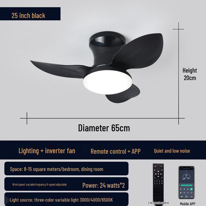 2025 Nordic Ceiling Fan Light: Variable Frequency, Compact Design, Suitable for Bedroom - Meets Japanese & American Standards