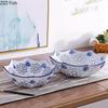 Blue and White Porcelain Hollowed Out Fruits Bowl Nuts Snack Storage Tray Embossed Texture Trays Home Kitchen Fruits Drain Bowl