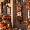 Decorative Pumpkin Wall Plaque Halloween Stacked Door Hanger, Vintage Jack?O?Lantern Hanging Ornament, Durable Composite Resin Craft Rustic
