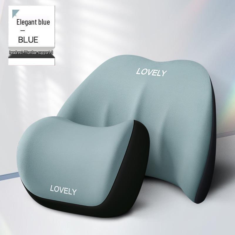 Car Memory Foam Headrest and Lumbar Support Cushion Set