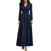 Spring and Autumn Temperament Elegant French Commuter Plaid Breasted Suit Dress Women's Long Dress