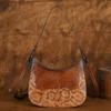 Johnature Retro Embossed Shoulder Bags Genuine Leather Women's Bag Versatile Cowhide Handmade Handbag