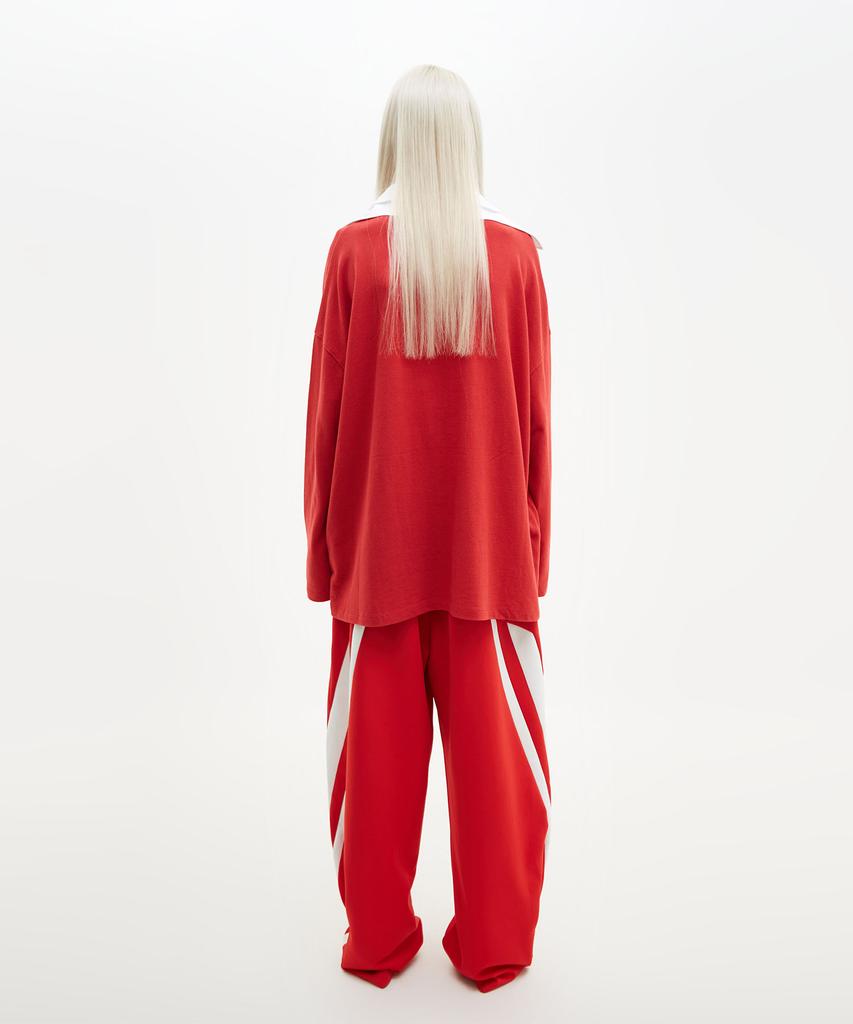 SEOUU Two-Color Pique T-Shirt (Red)