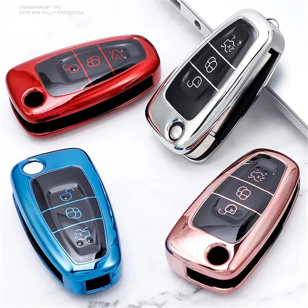 HITJ4 Car Key Cover Bag Case Shell Keychain for Ford Focus 2 3 MK3 ST RS Ecosport Kuga Escape Fiesta Fold C-Max S-Max Mondeo