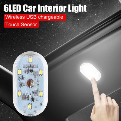 Lampă de citit cu LED-uri, lumină tactilă de noapte, 5V, 6 LED-uri, iluminat interior auto, tub luminos alb, magneți de acoperiș auto, lampă de citit, lampă de plafon, lumini interioare auto