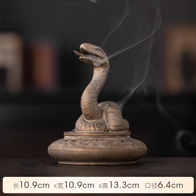 Creative Snake Decorative Ornaments, Zodiac Snake Ceramic Incense Burner, Household Indoor Incense Stick, Incense Insert, Agarwo