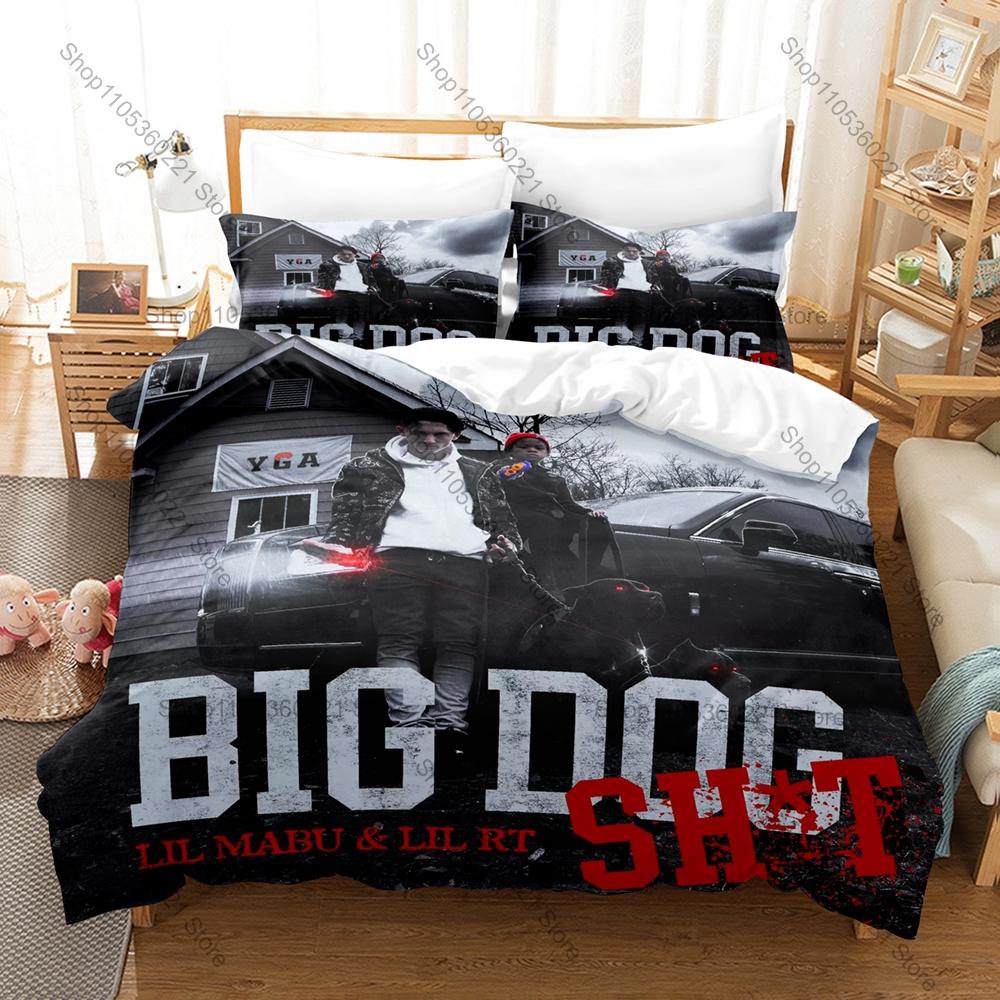 Viral Meme Rap Artist Lil Mabu Hit Song Graphic Hip Hop Bedding Set Duvet Cover With 2 Pillowcases Teen Urban Bedroom Decor