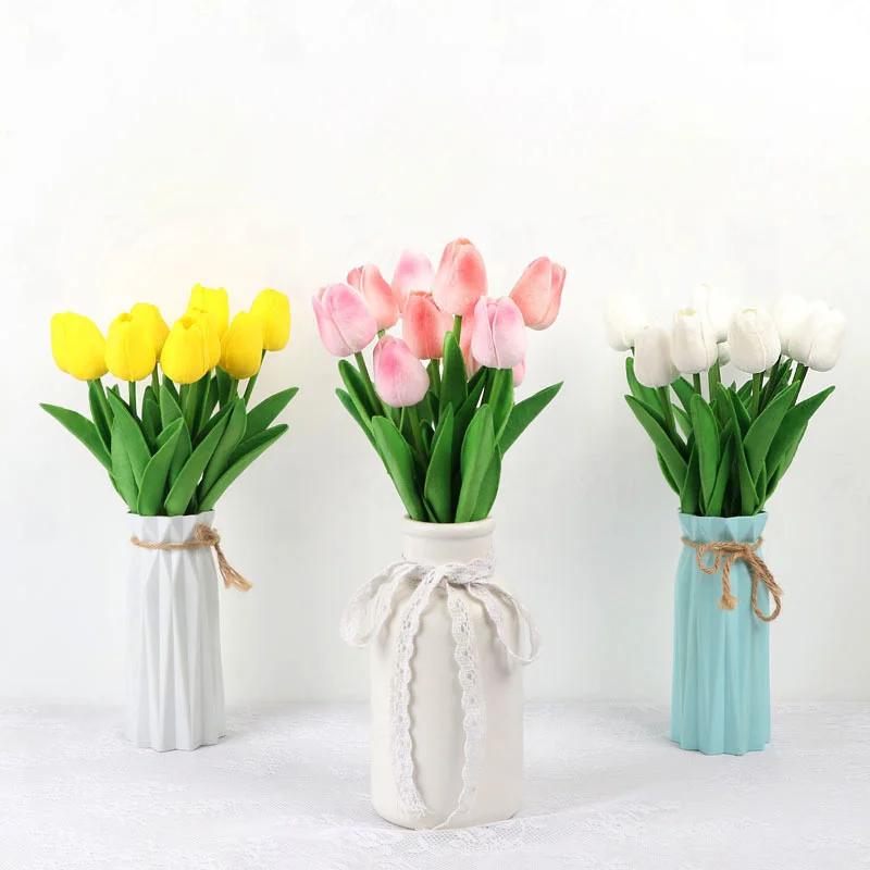 1pc Tulips Flowers Artificial Tulip Bouquet PE Fake Flower Wedding Party Decoration Mother Day Gifts Home Garden Decor