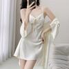Solid Color Sexy Pajamas Women's Ice Ribbon Chest Pad Suspender Pajamas 1011 New Silk Loungewear Available