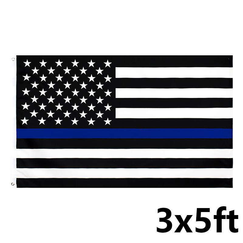 2Pcs 3x5 FT American police Flag Thin Blue Line Black & White Policemen Support 2Pcs 3x5 FT American police Flag Thin Blue Line Black & White Policemen Support