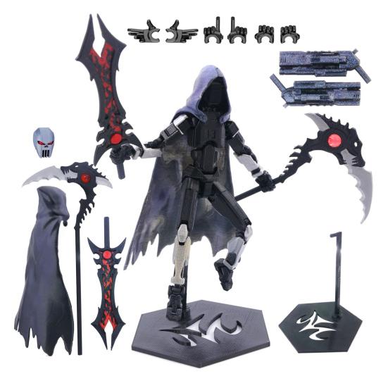 3D Printed Robot Action Figure with Accessories Movable Joints Demon