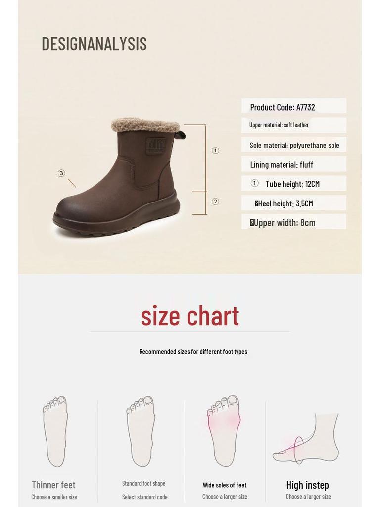 Vinter Halkfria Mode Snökängor - Varma Bomull Plus Sammet Korta Kängor för Medelålders och Äldre Kvinnor