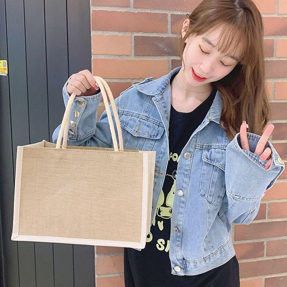 Portable Imitation Linen Bag Hand-painted Large Capacity Beach Tote Bag Bridesmaid Gifts Bag