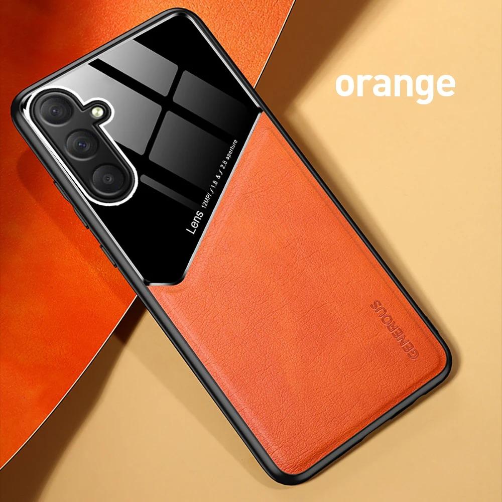 Kožené texturované pouzdro pro Samsung A16 5G A06 A36 A56 A15 A25 A35 A55 s magnetickým držákem do auta Coque Fundas Capa