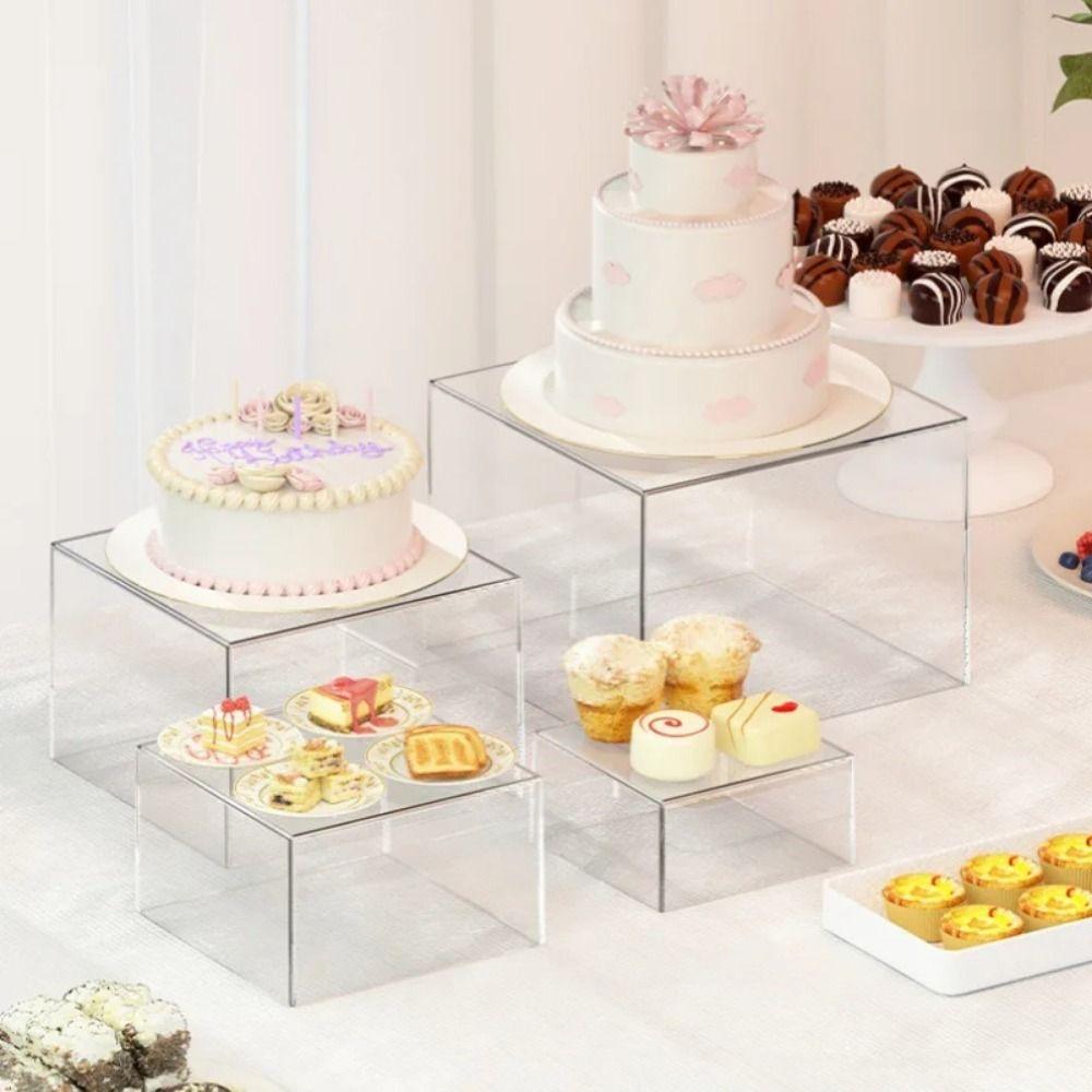 White /Transparent Acrylic Display Cube Stackable Buffet Decorating Box  Jewelry