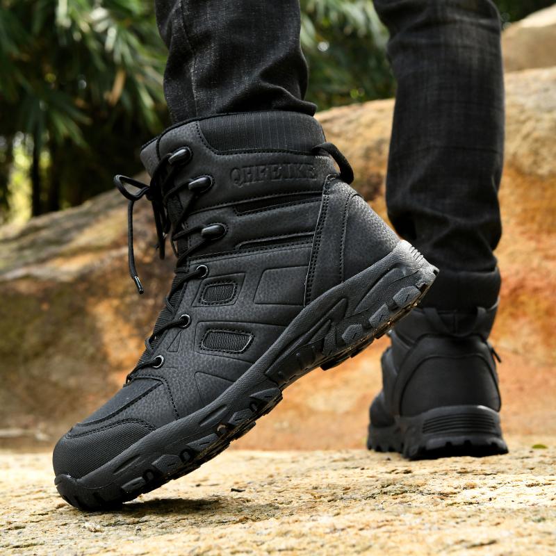 Fashion New Men's Boots High Top Outdoor Hiking Shoes Men Anti-collision High Quality Black Sport Trekking Sneakers For Men Size 46
