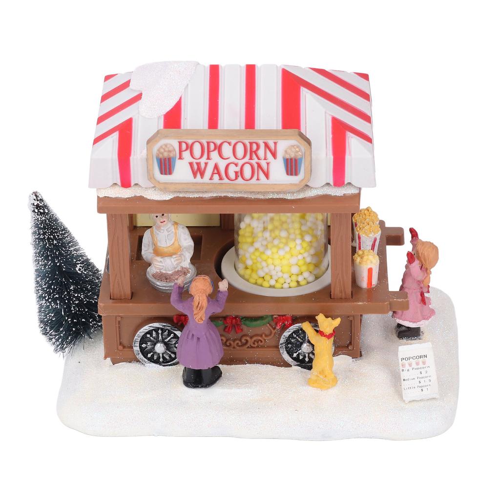 Xmas Music House Glowing Dining Car Music Box Desktop Decorative Ornament Tabletop Decor