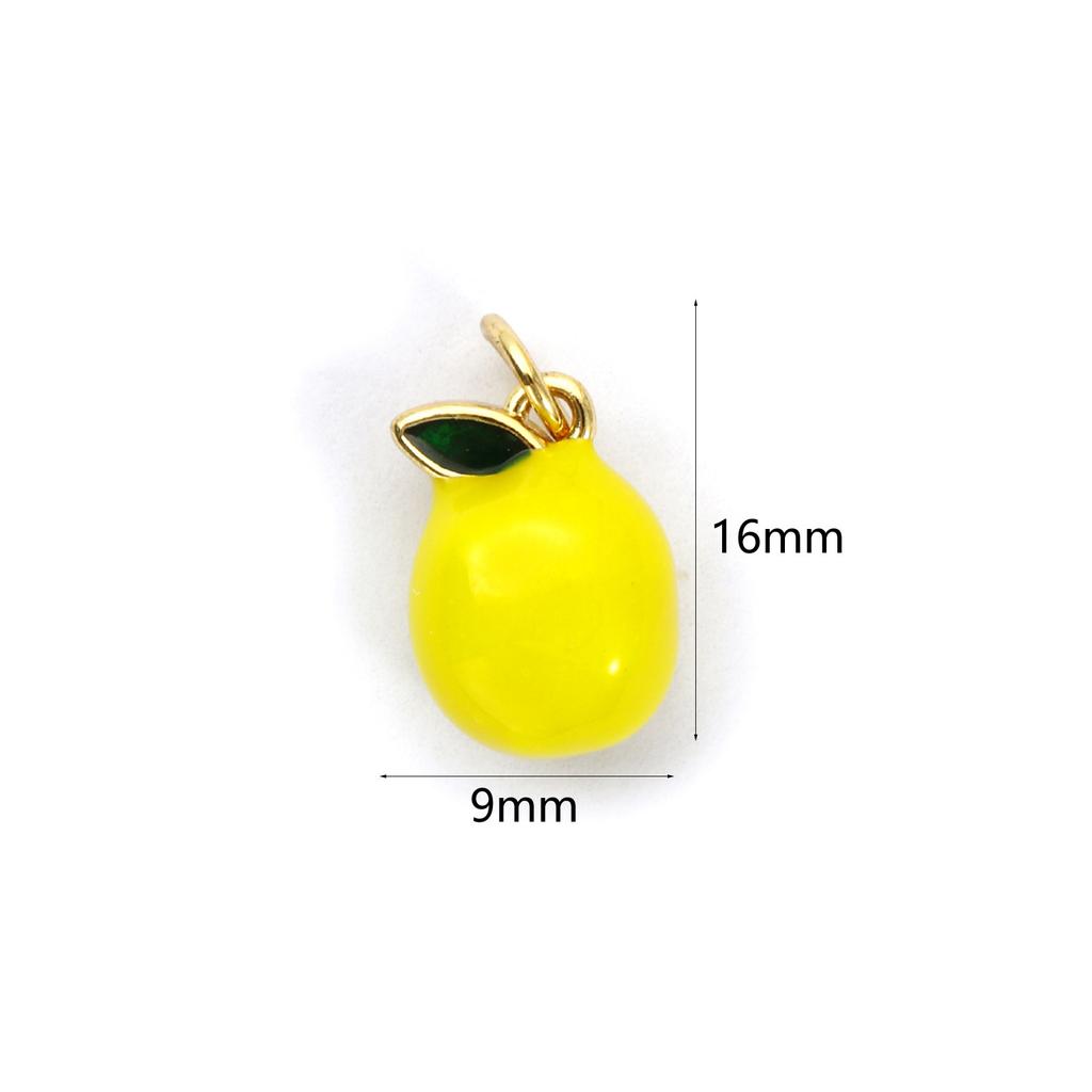2pcs 3d Fruit Brass Charm 18k Gold Plated Enamel Lemon Pear Persimmon Tangerine Pendant Diy Findings For Jewelry Necklace Making