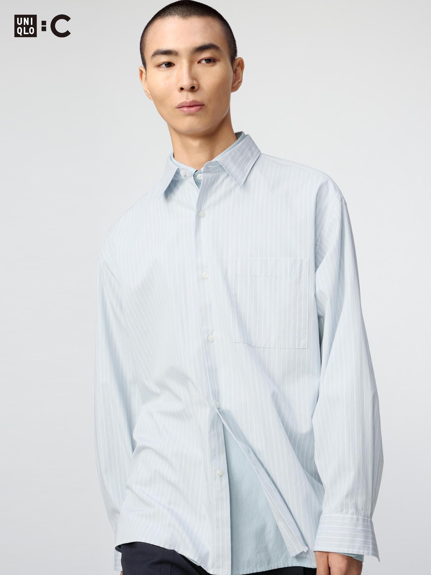 Uniqlo Япония Широкая оверсайз рубашка в полоску 61 BLUE/XS