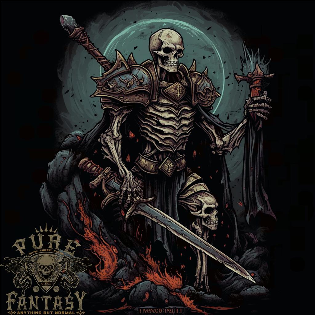 Master of Warriors Fantasy Skull Mens T-shirt Cotton