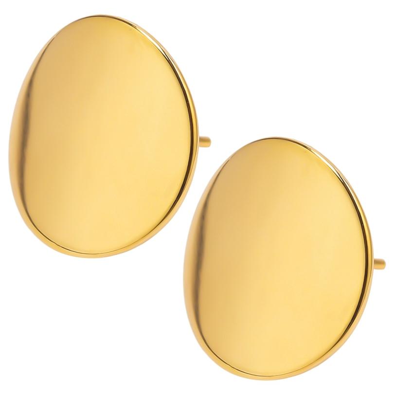 Never Fade Gold Color Earrings With Earplug Round Heart Shell Fashion Jewelry Stainless Steel Earrings For Women Men Accessories