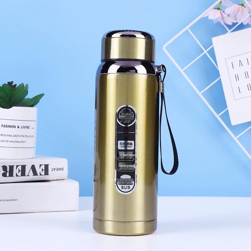 316 Stainless Steel Large Capacity Outdoor Sports Thermos Cup with Portable Lanyard