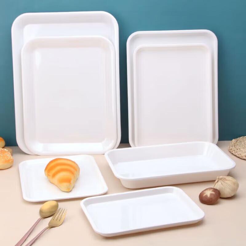 Huíhuáng Large White Rectangular Melamine Serving Tray