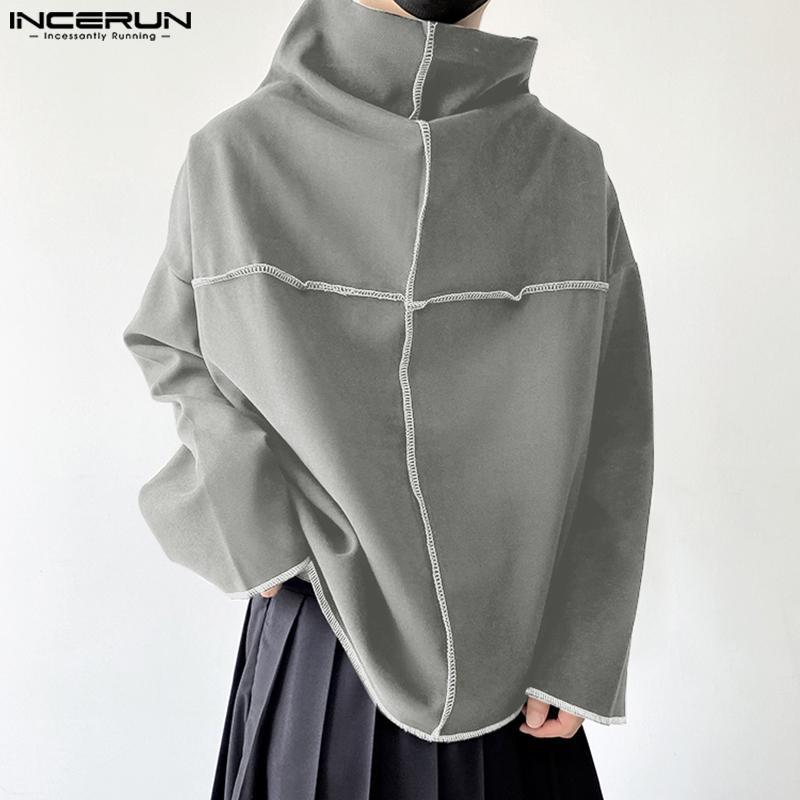 

INCERUN Весенне-осенние мужские топы с длинным рукавом TechWear с высоким воротом