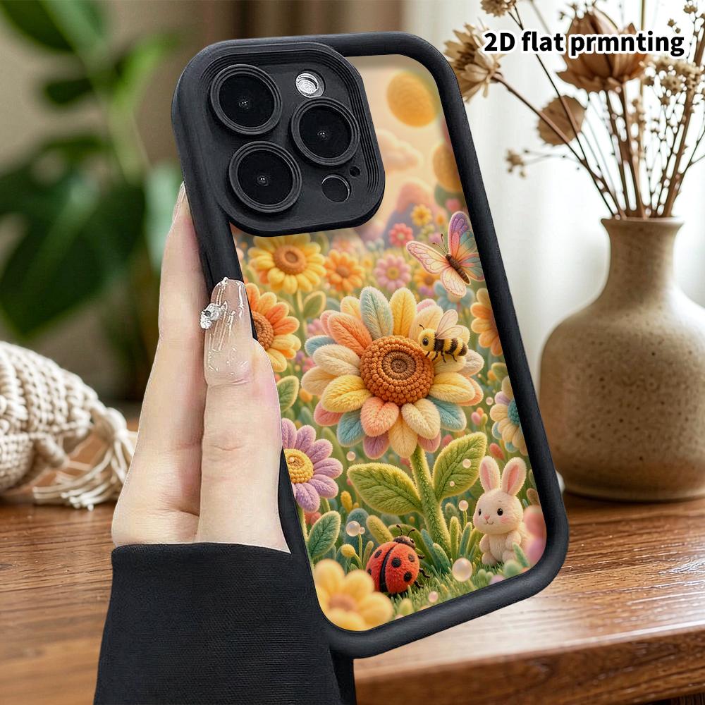 Telefonkasten: 2D flach, geeignet für iPhone 18 17 16 15 14 13 12Pro Schutzhülle, Sonnenblumenfeld, perfektes Weihnachts- und Halloween-Geschenk