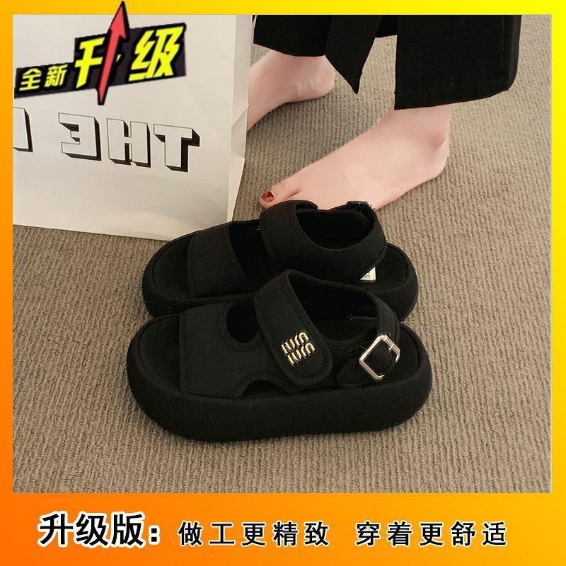 Versatile Internet Celebrity Platform Heightening Sandals 2025 Summer New Velcro Sandals Women Fashion Sandals Beach Shoes Women