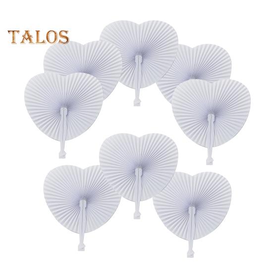 5 sztuk Love Heart składany wentylator biały papier DIY przenośny letni ręczny okrągły wentylator taniec wydajność zdjęcie rekwizyty ślub walentynki